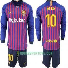 Koszulka FC Barcelona Messi 10 Dziecięcy Domowe Stroje Piłkarskie 2018-2019 Długi Rękaw